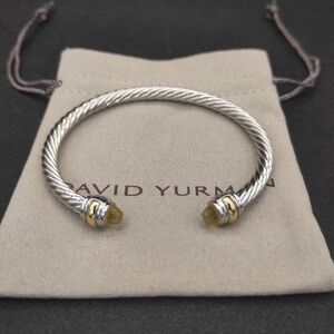 David Yurman 7 mm Silver Cable Cuff with Yellow Citrine Tips